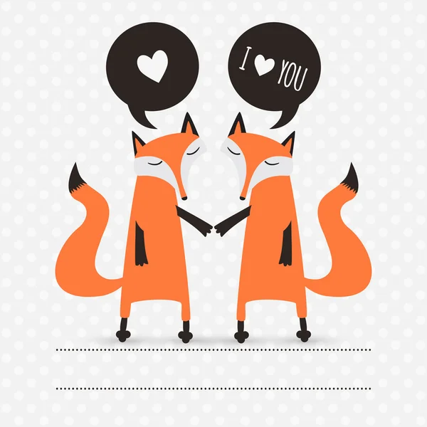 Romantic greeting card with fox. — Stock Vector