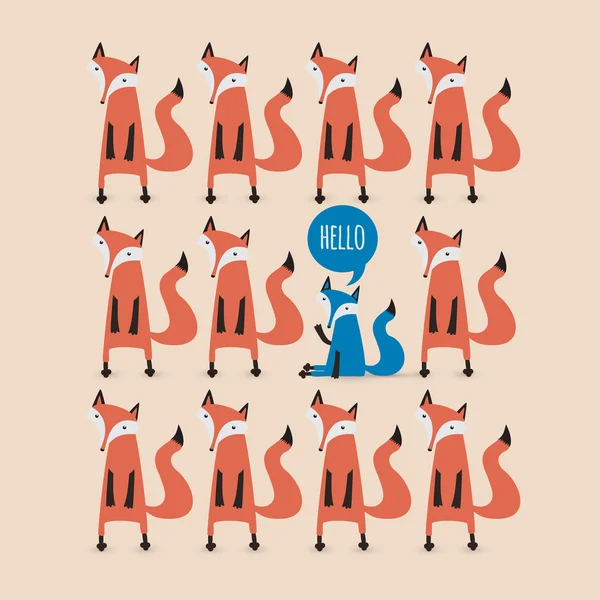 Card with foxes. Be unique. — Stock Vector