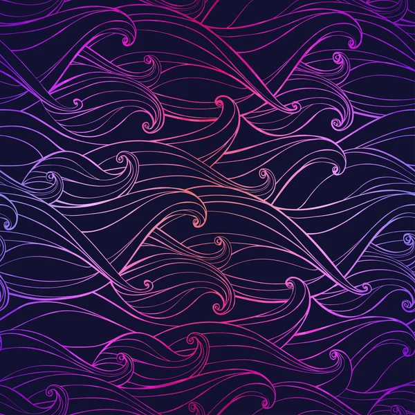 Abstract seamless pattern with hand-drawn waves. Vector illustra — Stock Vector