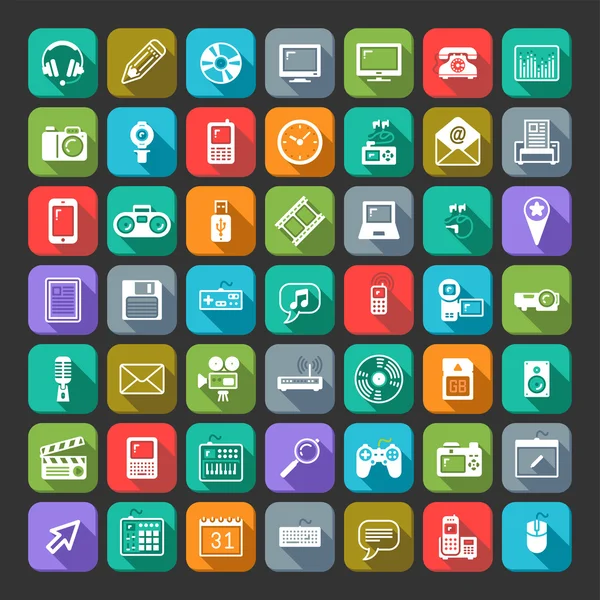 Lange schaduw icons set — Stockvector