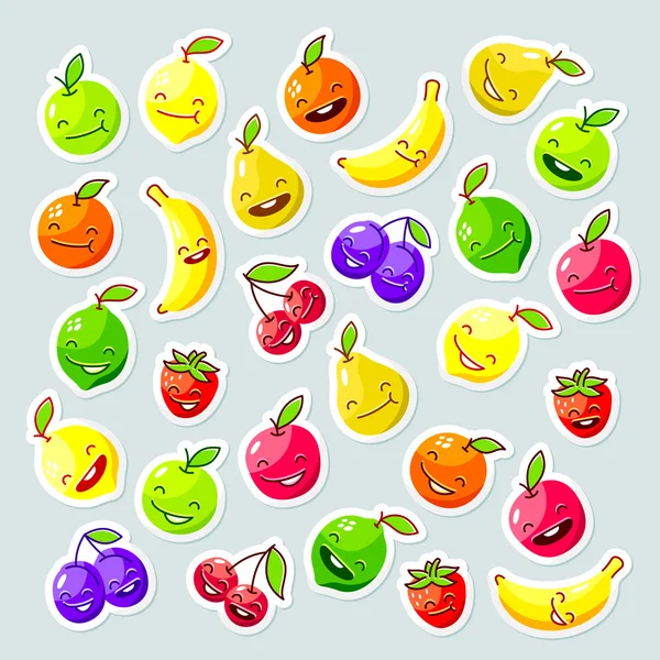 Funny happy fruits — Stock Vector