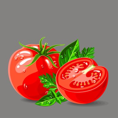 Fresh tomatoes with parsley and basil