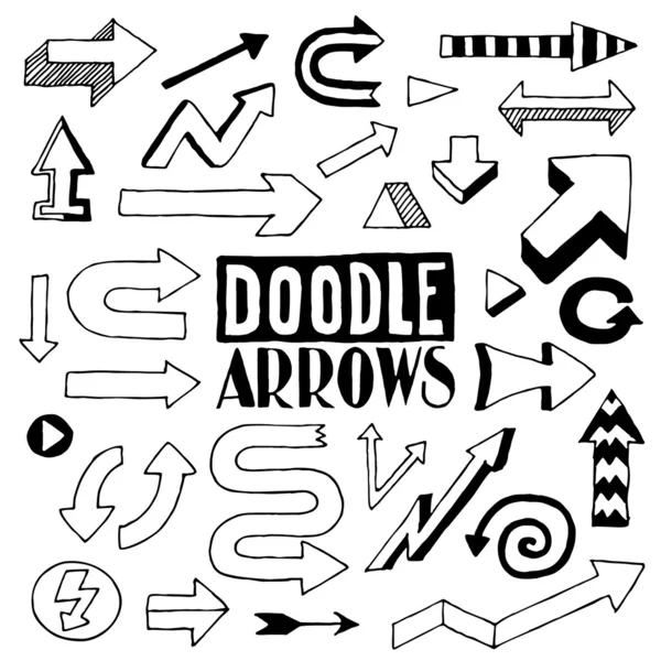 Doodle pijlen vormgeving set. — Stockvector