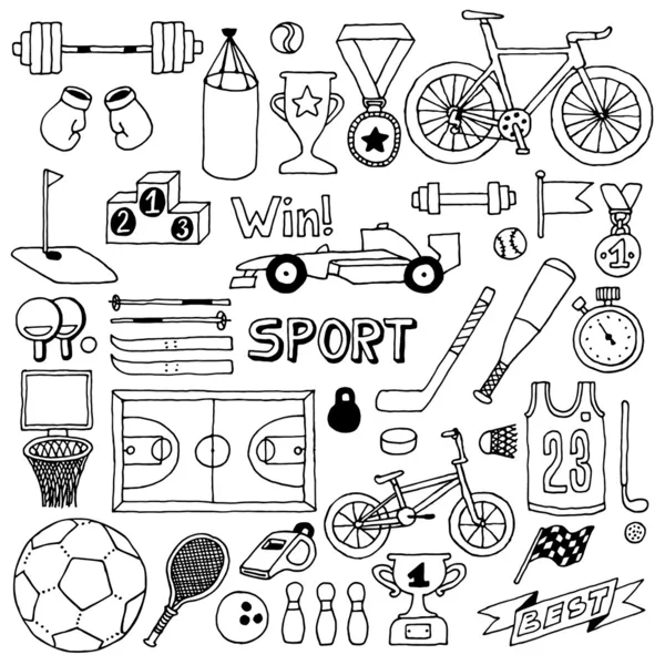 Conjunto de doodle esporte — Vetor de Stock