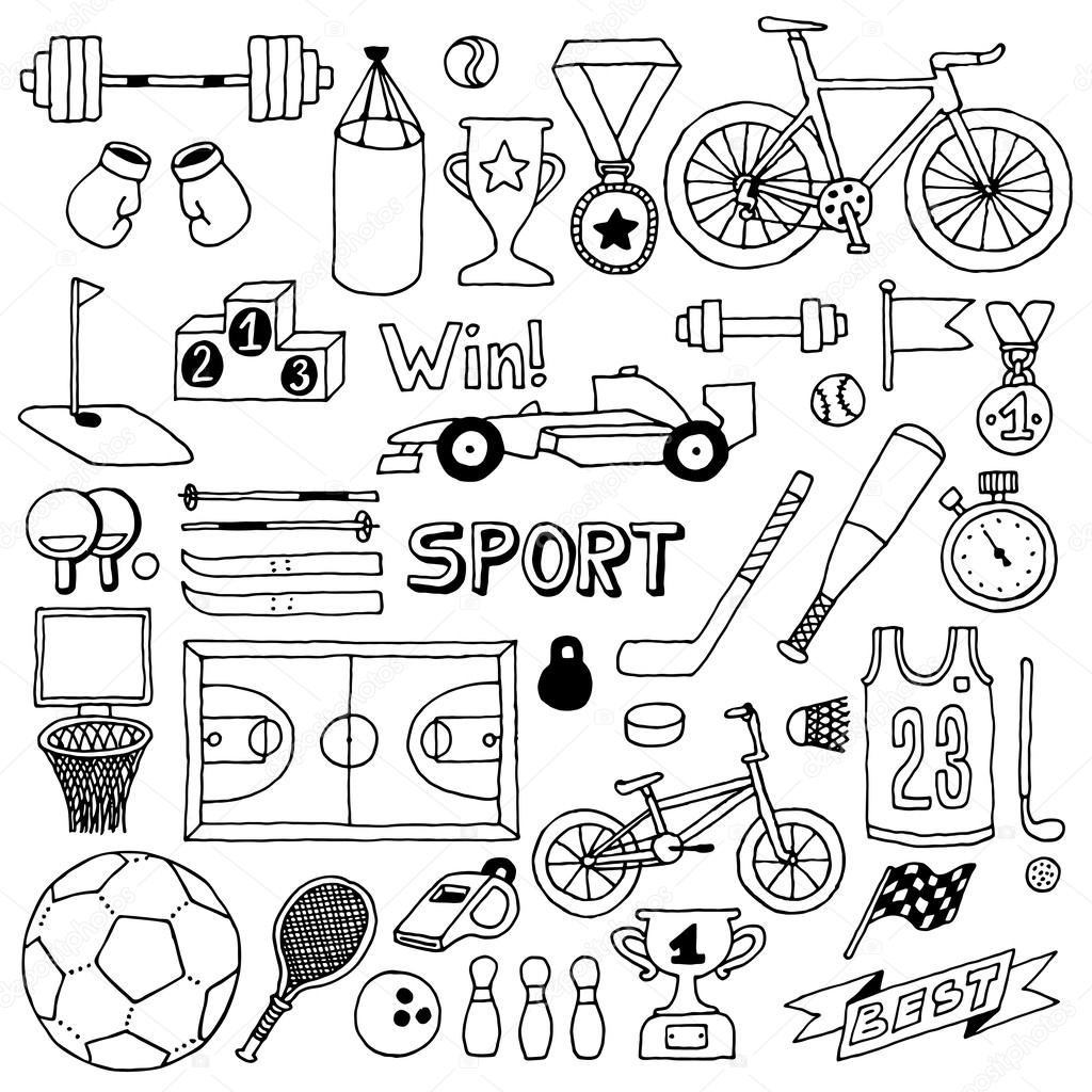 Sport doodle set