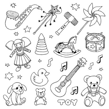 elle çizilmiş doodle şirin oyuncak set
