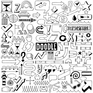 Doodle renkli tasarım öğeleri