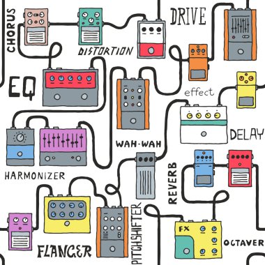 renkli gitar pedal.