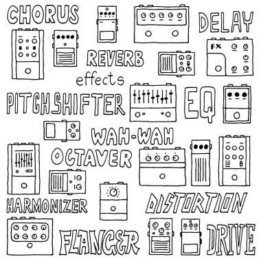 Colorful guitar pedals. clipart