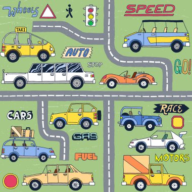 çocukça arabalar seamless modeli