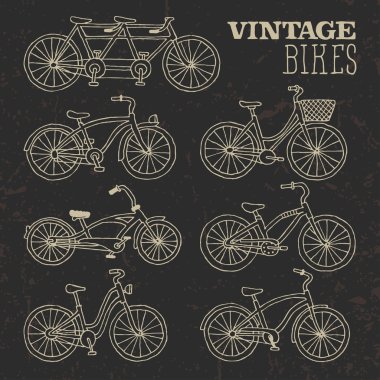 Vintage motosiklet set doodle
