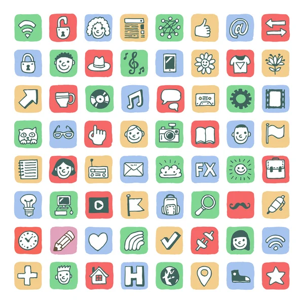 Cute internet hipster icons set — Stock Vector