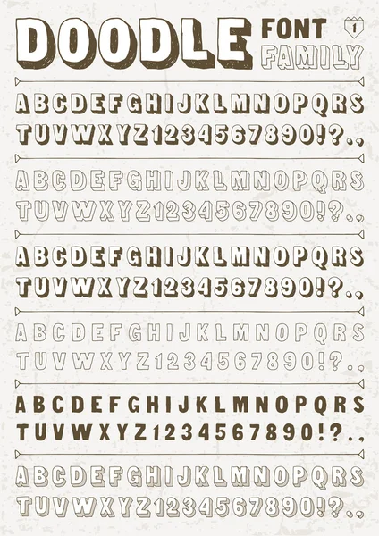 Famiglia di font Doodle — Vettoriale Stock