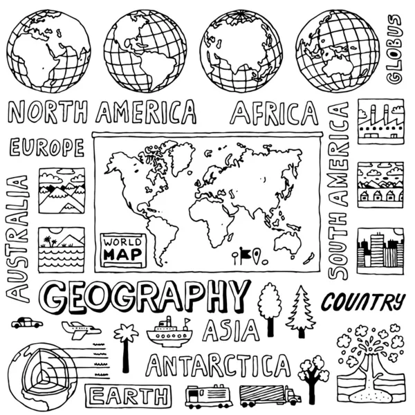 地理学のいたずら書き. — ストックベクタ