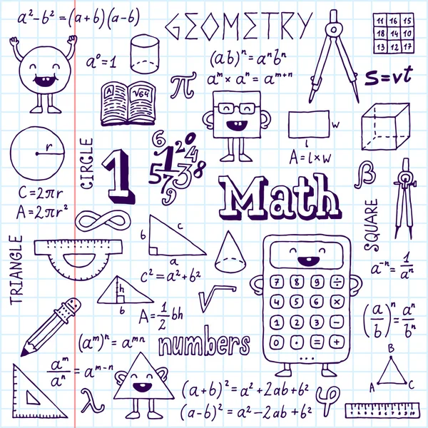 Mathematics. Hand drawn — Stock Vector