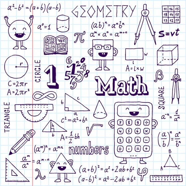 Wiskunde. hand getrokken — Stockvector