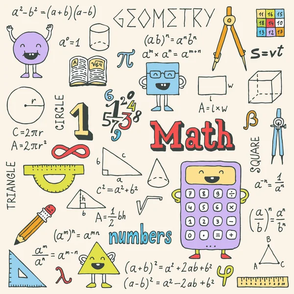 Matemáticas. Dibujado a mano — Vector de stock