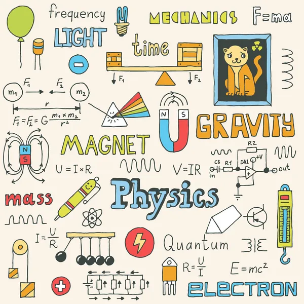 Física. Dibujado a mano — Vector de stock