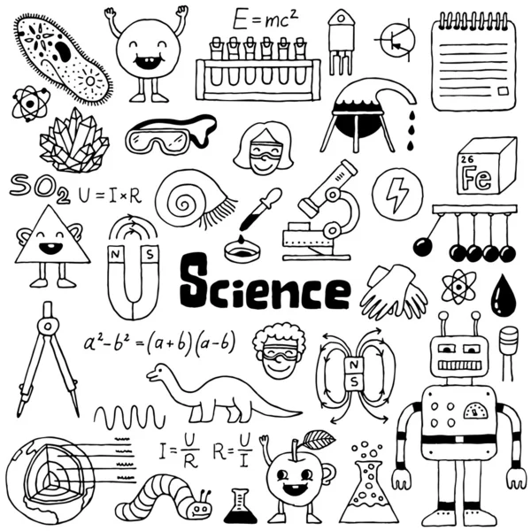 Garabatos de ciencias escolares — Vector de stock