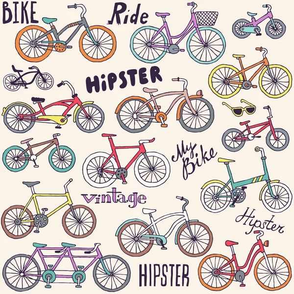 Bicicletas patrón de colores sin costuras — Vector de stock