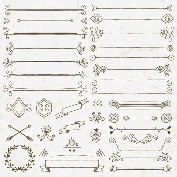 Vintage hand drawn design elements set — Stock Vector