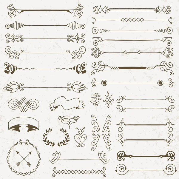 Vintage hand drawn design elements set — Stock Vector