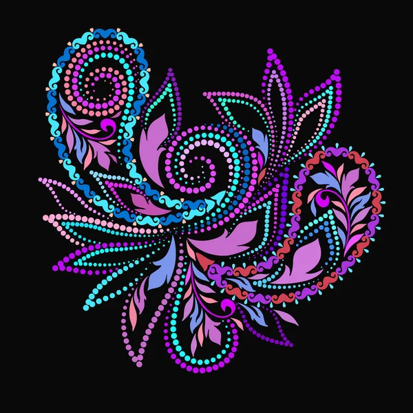Paisley Motif Art Populaire Floral Coloré Ornement Ethnique Traditionnel Objet Vecteur En Vente