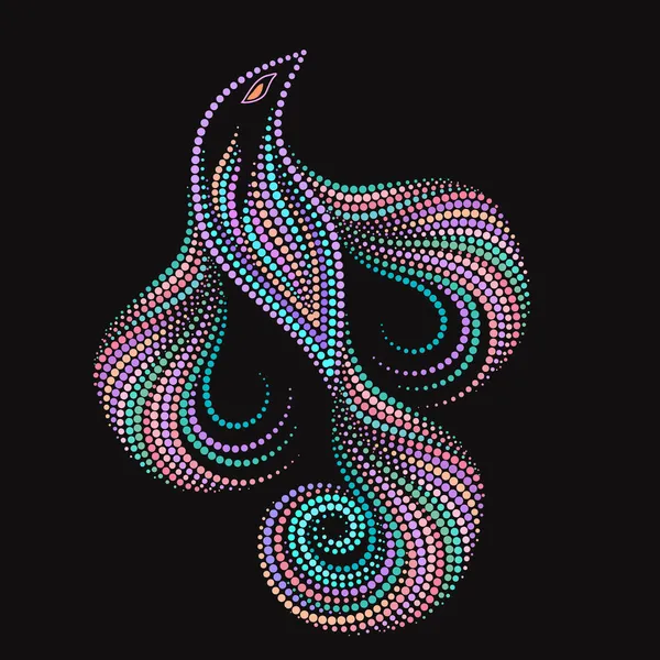 Pájaro colorido con cuentas - patrón tradicional de arte folclórico floral. Diseño del logo del vector. — Archivo Imágenes Vectoriales