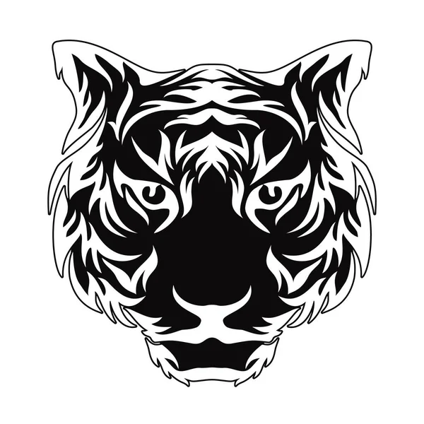Тигр Символ Китайского Нового Года Черный Трафарет Знак Года Белом — стоковый вектор