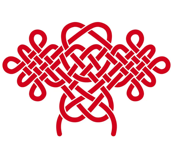 Китайский Свадебный Узел Знак Счастья Удачи Традиционный Азиатский Благоприятный Символ Векторная Графика