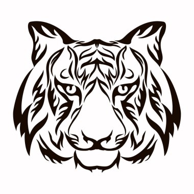 Kaplan, Çin 'in yeni yılının bir sembolü. Siyah şablon, beyaz arka planda yılın işareti. Vektör ortamı.