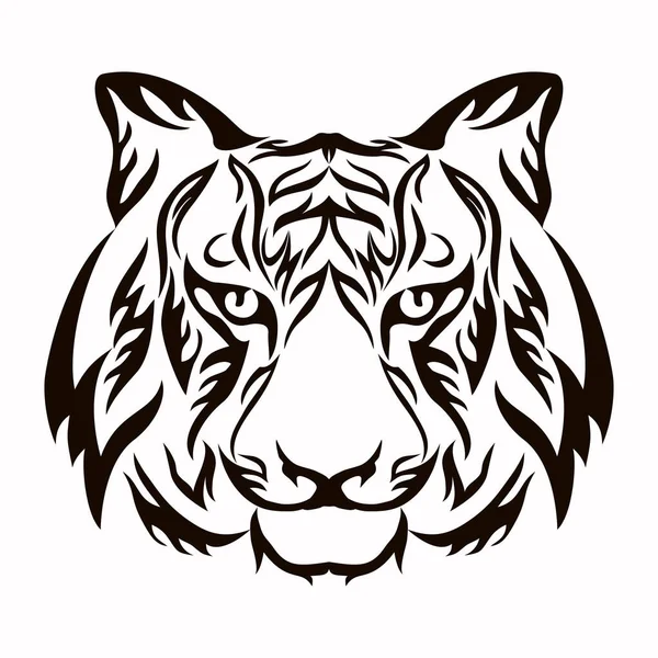 Тигр Символ Китайского Нового Года Черный Трафарет Знак Года Белом Стоковый вектор