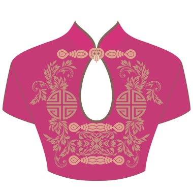 Boyunbağı - Asyalı tasarımı. Geleneksel Çince kadın elbisesi - Qipao. Vektör ortamı.