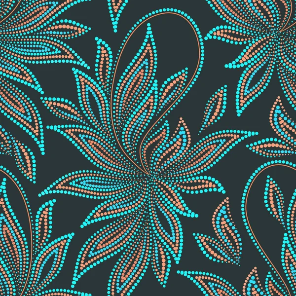 无缝隙绿松石点缀图案与佩斯利 传统的民族装饰 矢量打印 用于墙纸 花纹填充物 纺织品设计 — 图库矢量图片