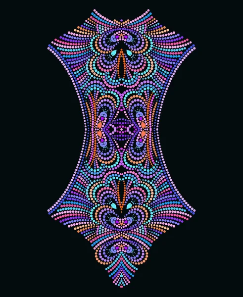 Diseño Étnico Escote Patrón Tradicional Colorido Punteado Impresión Vectorial Con — Vector de stock