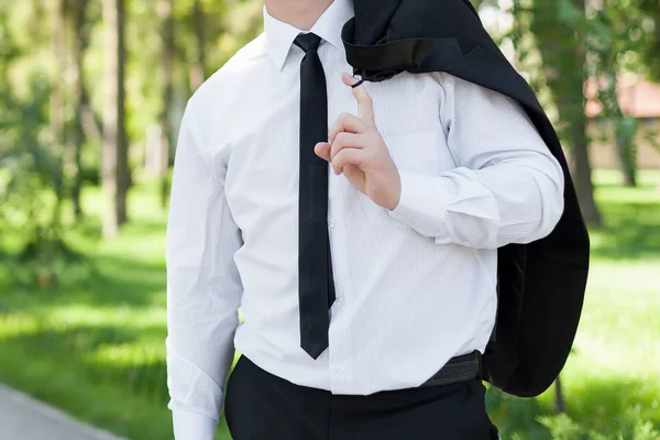 Fashion man in a suit and a shirt. Outdoor — Stock Photo, Image