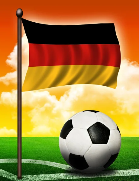 Німецький прапор і м'яч — стокове фото