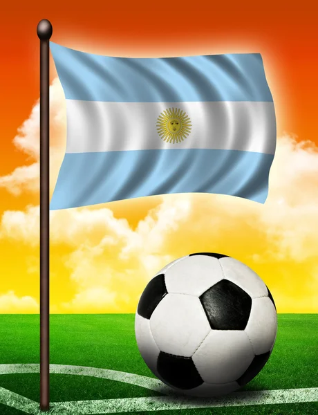 Argentina flag and ball — Stock Photo, Image