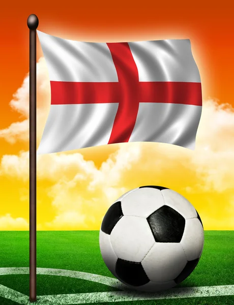 Flaga Anglii i piłka — Zdjęcie stockowe