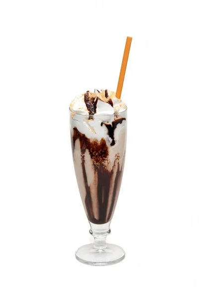 Horká čokoláda s sirupu ve sklenici — Stock fotografie