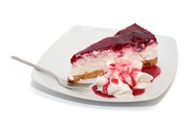 frambuazlı pasta ve dondurma ve izole tepesi