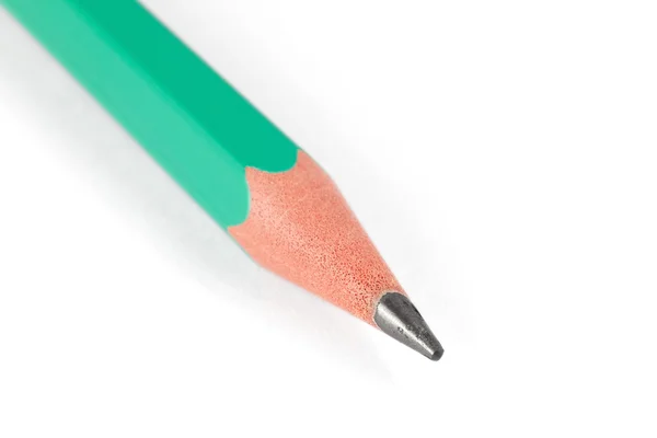 Macro shot of green pencil isolated on white — Stock Photo, Image