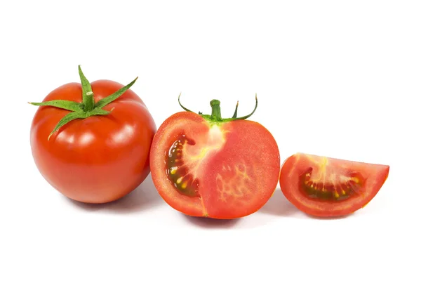 Sliced fresh red tomatoes isolated on white — Stock Photo, Image