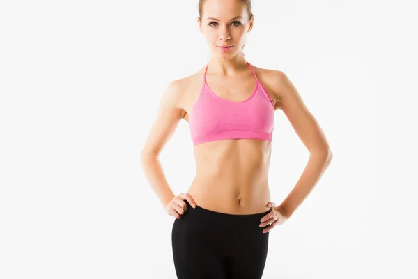 Estúdio retrato de bonito jovem fitness menina fazendo exercícios de ioga . — Fotografia de Stock