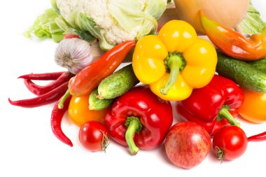 beyaz izole sebze ile kompozisyon 