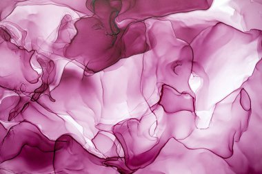 Luxurious abstract fluid painting in the technique of alcohol ink pink and purple paints. Alcohol ink art rose petals background.