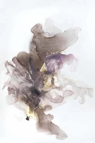 奢侈抽象流体艺术绘画在酒精油墨技术 温柔与梦幻的设计 — 图库照片
