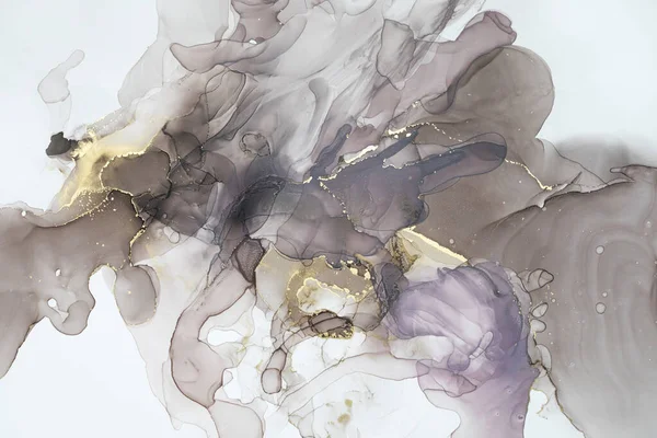 Gold Spray Black Marble Paint Alcohol Ink Golden Blur Tender — 图库照片