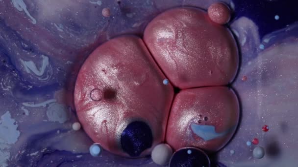 Abstrakte Kugeln Moleküle Zellen Bewegung Von Farbblasen Ansicht Von Oben — Stockvideo