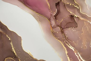 Kaliteli kağıt dokusunda orijinal suluboya alkol boyası resmi. Tasarım sanatı.